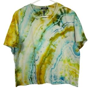 Talentless Tie Dye Crop Tee Womens Size Medium Tshirt Shirt Chartreuse Cropped